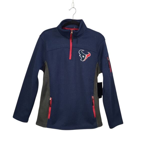 NFL Houston Texans Men’s M 1/4 Zip Pullover Blue Football Waffle Knit NEW - Picture 1 of 16